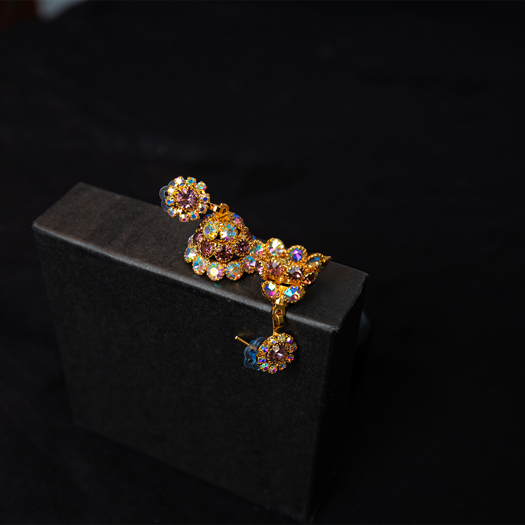 Gold Stone Jhumka Earring  (D-959)