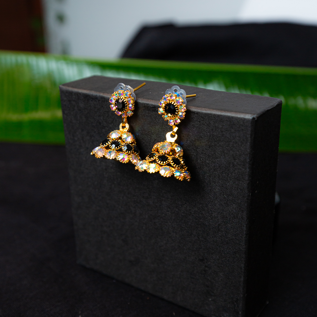 Gold Stone Jhumka Earring  (D-959)