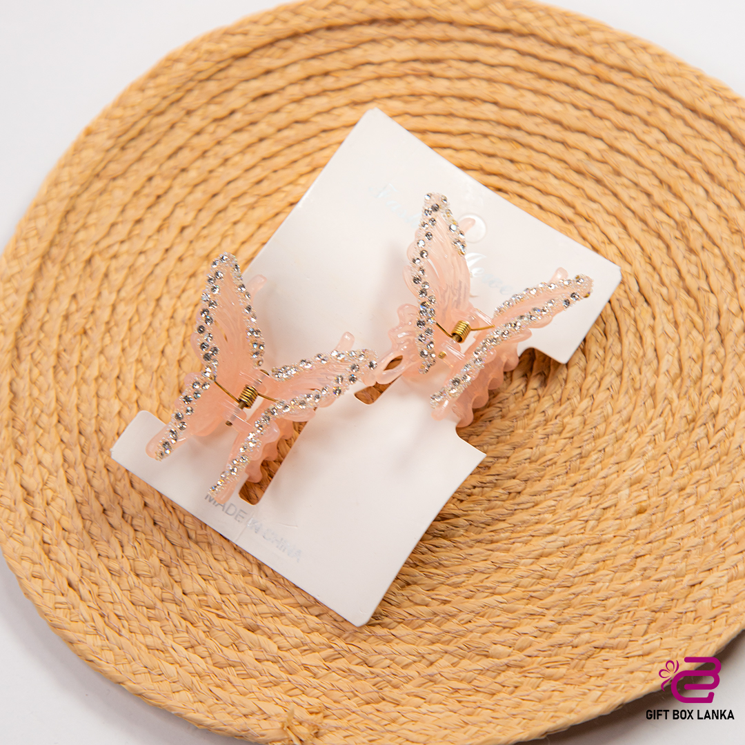Glitter Butterfly Clips 2pcs Set  (D- 838)