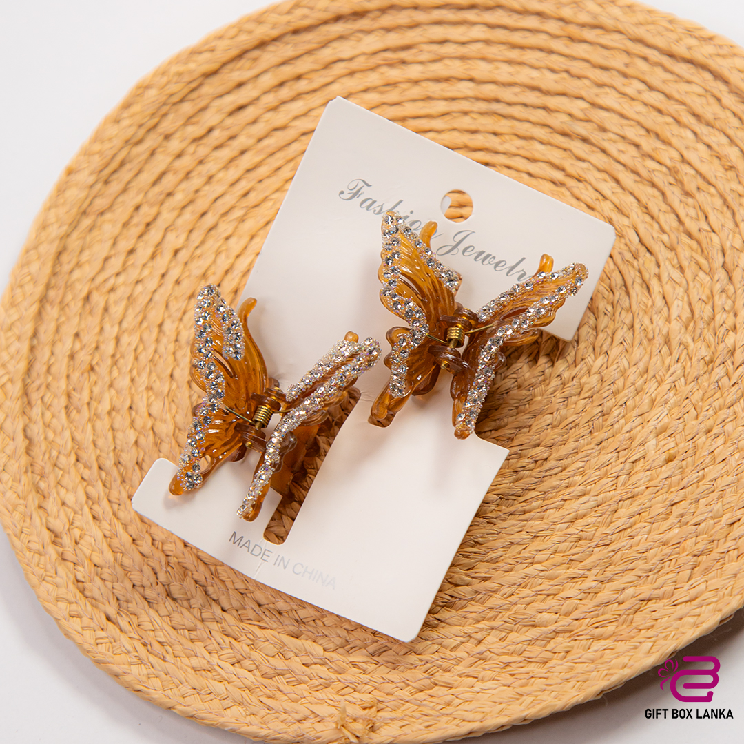 Glitter Butterfly Clips 2pcs Set  (D- 838)