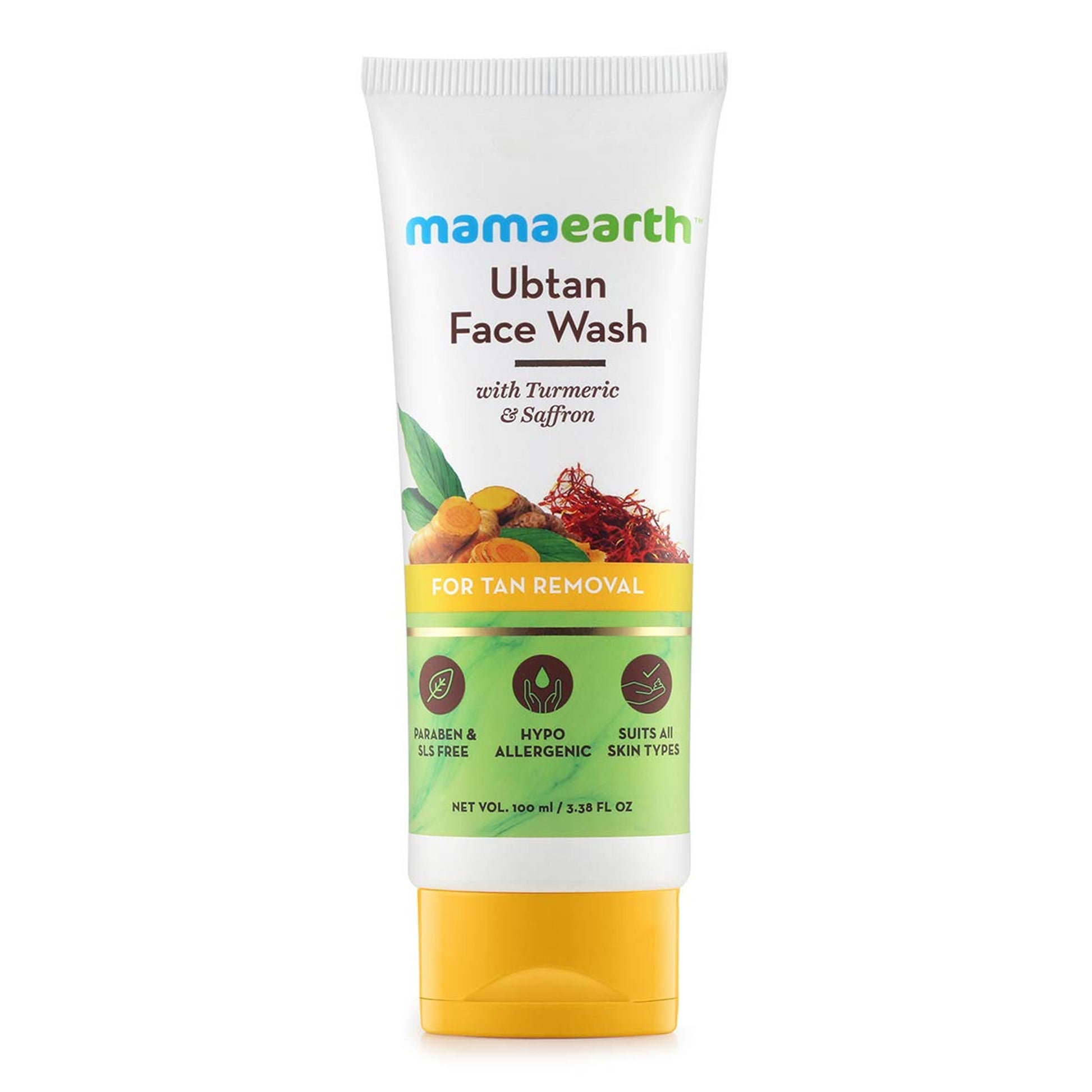Mamaearth Ubtan Natural Face Wash For All Skin Type With Turmeric & Saffron For Tan Removal And Skin Brightning- 100 Ml