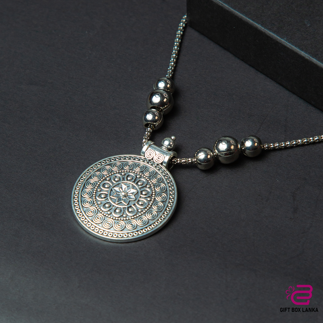 Silver Chain Beads Necklace (D- 184)