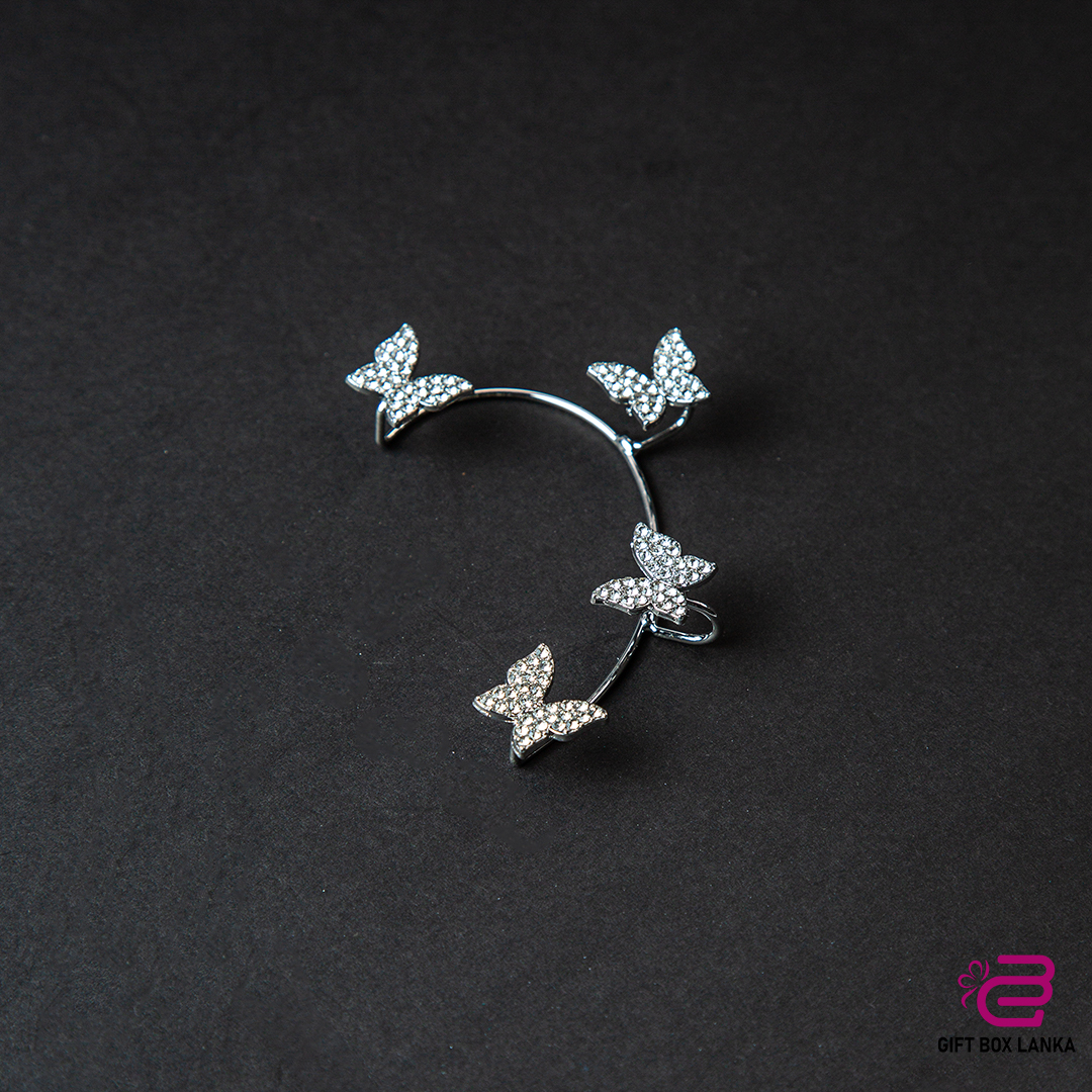 Silver Butterfly Ear Cuff Earring (D- 137)