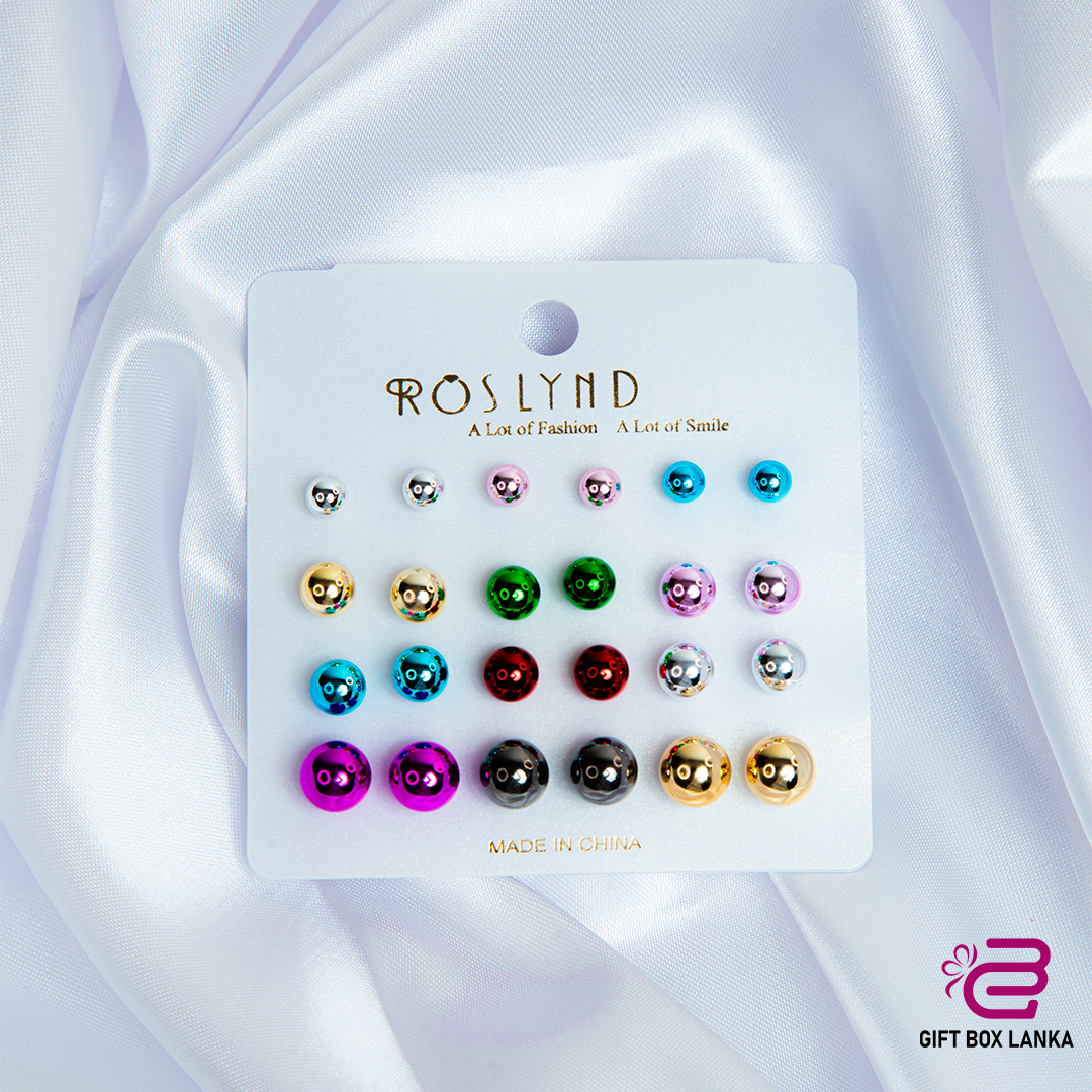12pcs Pearl Multicolor Earring Set  1