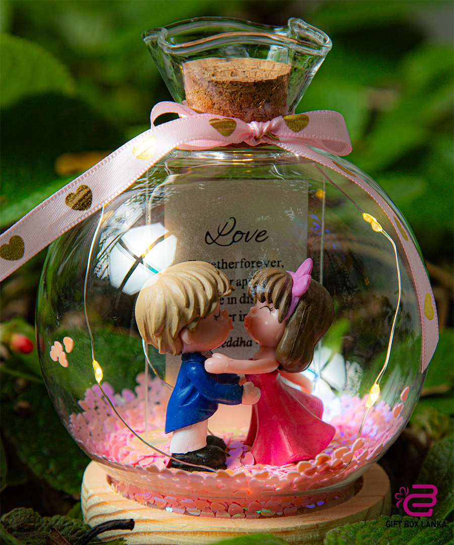 Cute LED Glass Ball Love Couple Ornament - 3